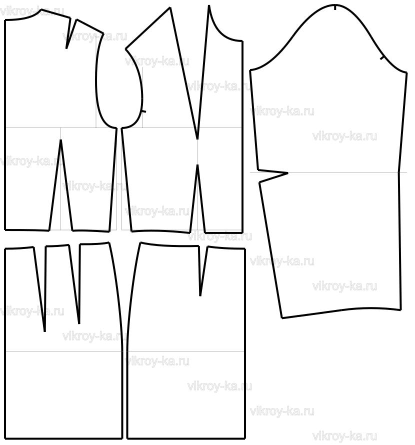 Выкройка отрезного платья с цельнокроеным рукавом WD110718