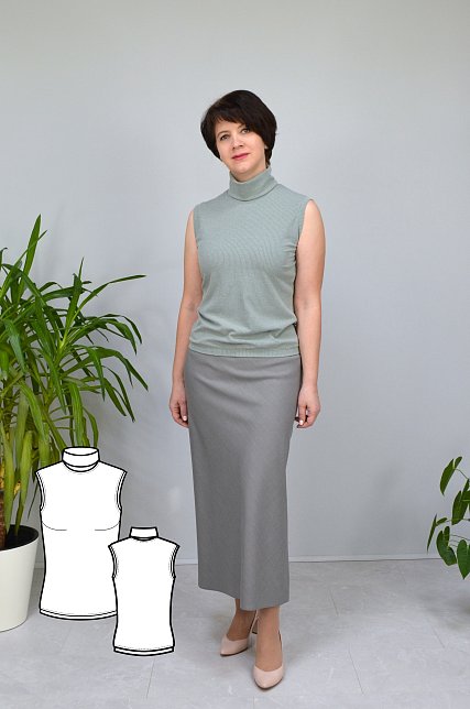 Выкройка женской водолазки без рукавов малого объема + МК