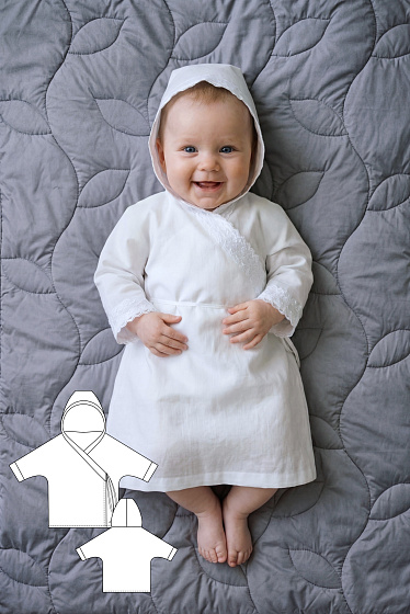 Выкройка рубашки-халата с капюшоном для детей с ростом 56 - 92 см