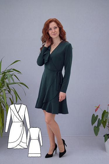 Выкройка платья с запахом и воланами #vikroyka001 + МК