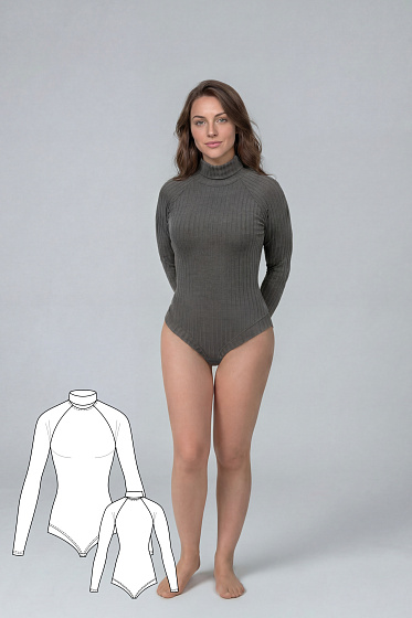 Выкройка боди с воротником и рукавом реглан + МК