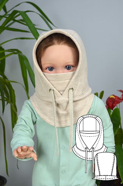 Выкройка детского капюшона с воротником и манишкой + МК