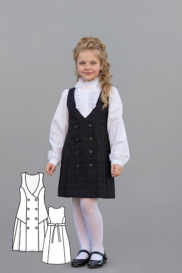 Выкройка сарафана двубортного для девочки с ростом 80-164см #vikroyka021 + МК