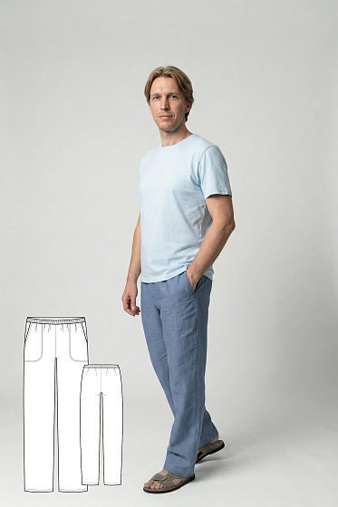 Выкройка мужских летних брюк на резинке #vikroyka061 + МК