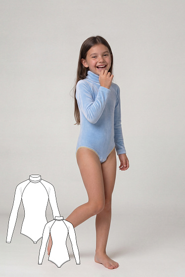 Выкройка боди с воротником и рукавом реглан для девочек + МК