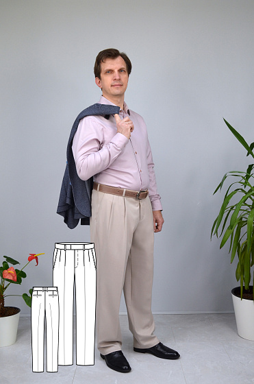 Выкройка классических мужских брюк со складками #vikroyka056 + МК