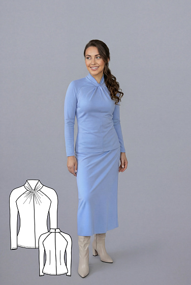 Выкройка блузки трикотажной с драпировкой #vikroyka029 + МК